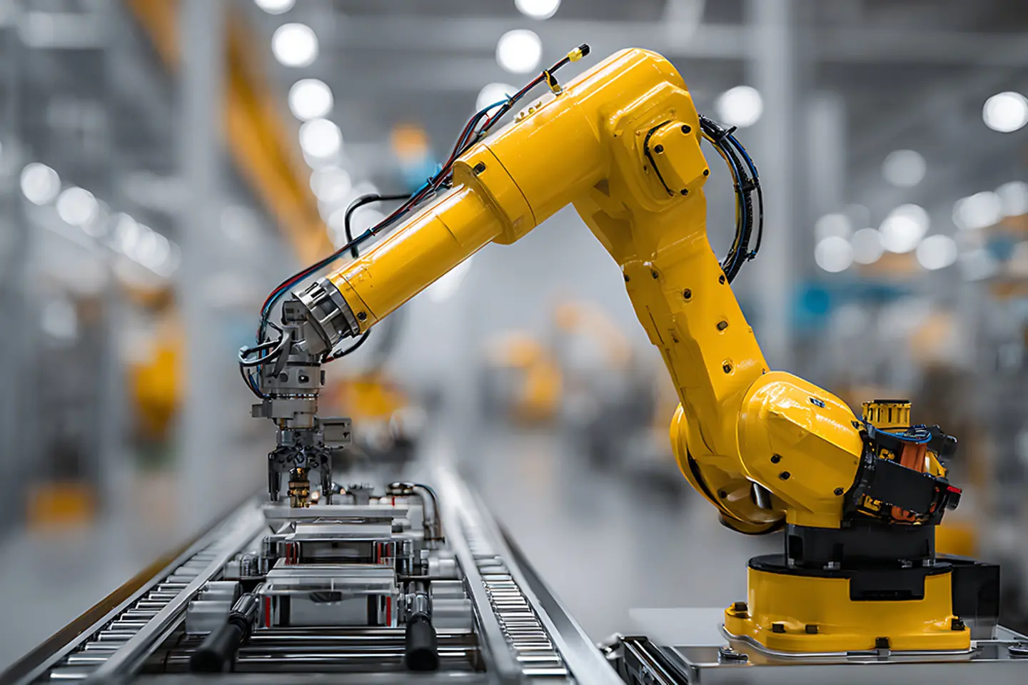 KI-generiertes Bild - Roboterarm in einer Fabrik
